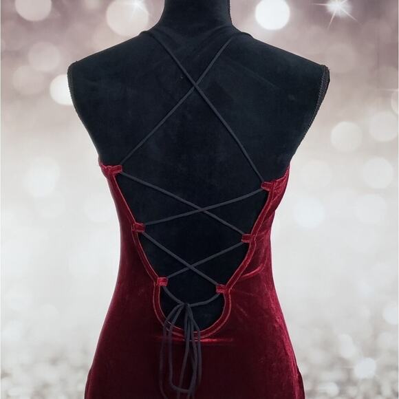 NWT Medium Sexy Merlot Velour Velvet Strappy Mini Dress - Picture 3 of 10